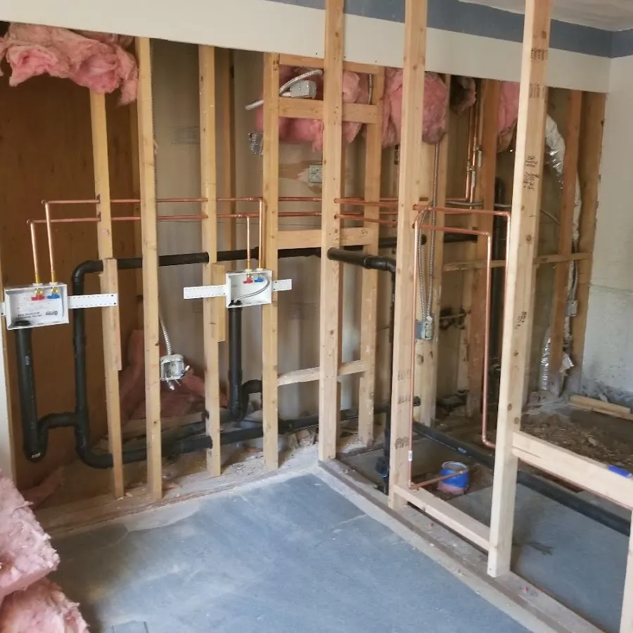 Copper pipe rough-in and plumbing installation in Crozet